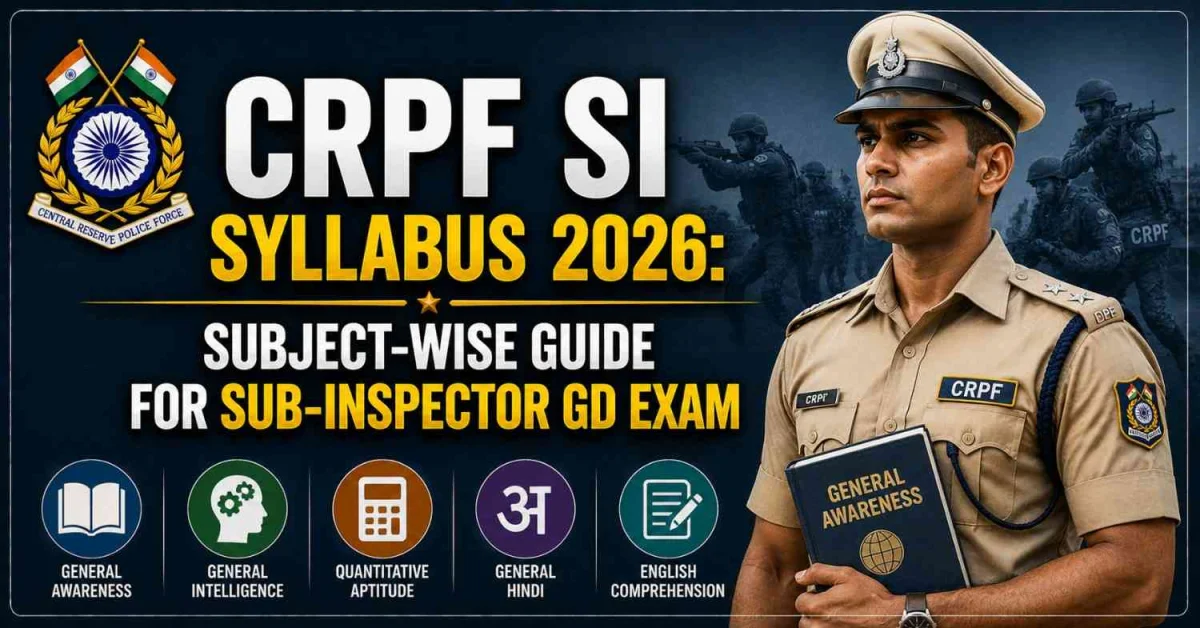 CRPF SI Syllabus 2026: Subject-wise Guide for Sub-Inspector GD Exam