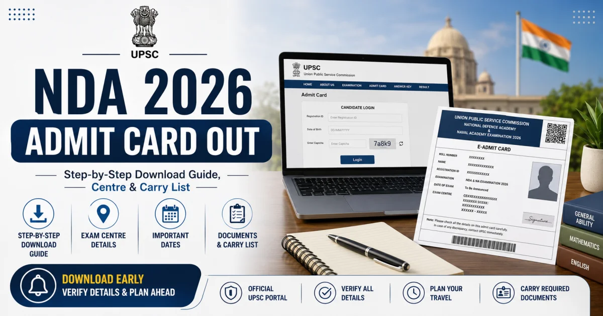 NDA 2026 Admit Card Out: Step-by-Step Download Guide, Centre & Carry List