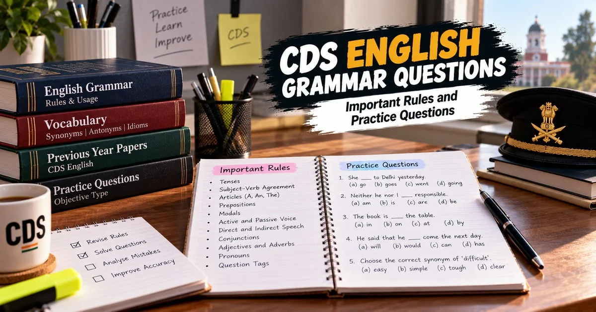 CDS English Grammar Questions: Practice Set Across All 13 Question Types